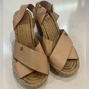 Tory Burch Beige Wedge Espadrilles woman’s size 6